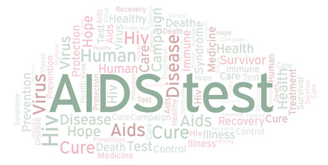 Fototapeta premium AIDS test word cloud, made with text only.