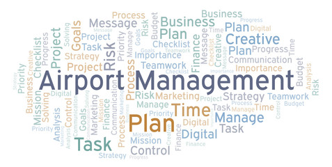 Airport Management word cloud, made with text only.