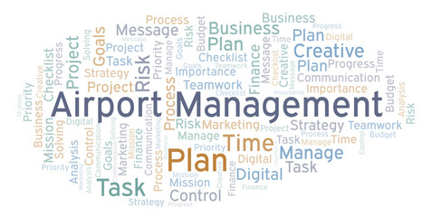 Airport Management word cloud, made with text only.