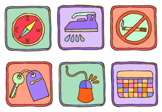 six hahd drawn icons