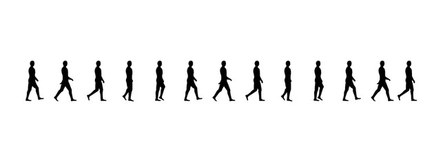 Walking man sequence vector illustration frames, animations