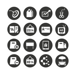 Fototapeta premium shopping cons set in circle button style