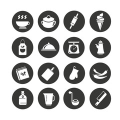 Fototapeta premium kitchenware icons set in circle button style