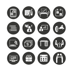 office and business management icons set in circle button style