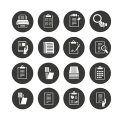 document icons set in circle button style