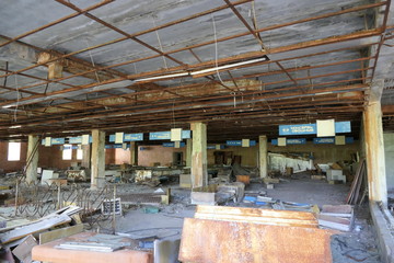 Abandoned Supermarket in the Ghost Town of Pripyat, Chernobyl zone, Ukraine