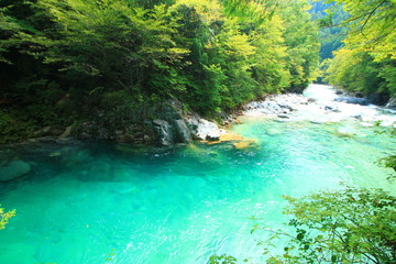 Naklejka premium 9月 阿寺渓谷