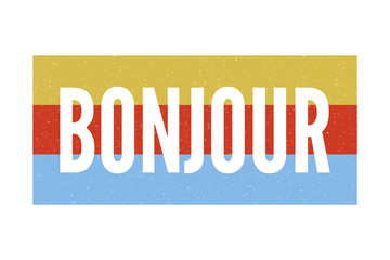 slogan Bonjour phrase graphic vector Print Fashion lettering calligraphy © 1emonkey