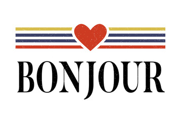 slogan Bonjour phrase graphic vector Print Fashion lettering calligraphy © 1emonkey