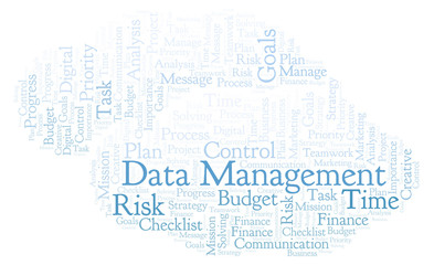 Data Management word cloud, made with text only.