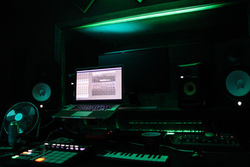 recording studio in the dark 