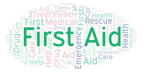 Fototapeta premium First Aid word cloud, made with text only.