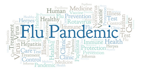 Fototapeta premium Flu Pandemic word cloud, made with text only.