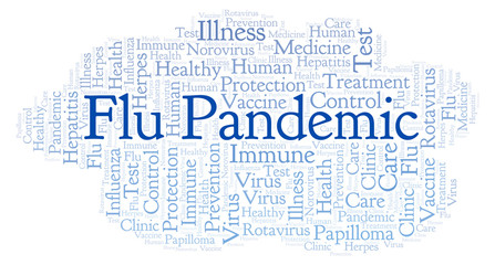 Fototapeta premium Flu Pandemic word cloud, made with text only.