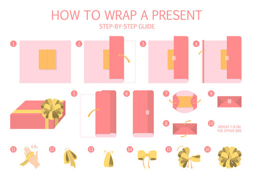 How to wrap a present step-by-step instruction