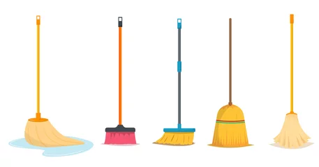 Fotobehang Mop and broom for cleaning © eduardrobert