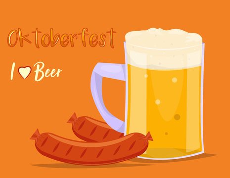 Pint Mug Glass Beer With Sausage