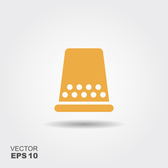 Sewing thimble icon in flat style. Vector icon