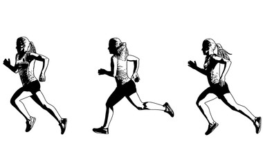 female sprinter sketch illustration - vector