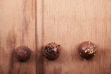 Chocolate candy on wood desk