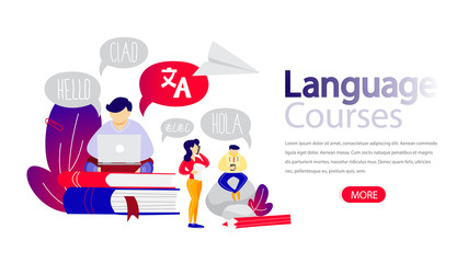 Language courses banner for your website illustration