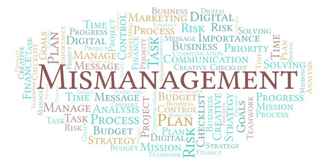 Fototapeta premium Mismanagement word cloud, made with text only.
