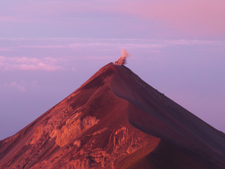 Eruption of Volcan de Fuego during sunrise, Guatemala © Matthias