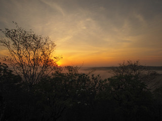 Fototapeta na wymiar Sunrise on the Maya site El Mirador in the jungle of Guatemala