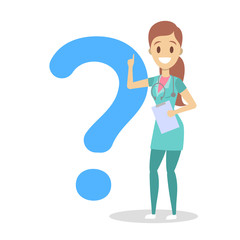 Female nurse in uniform holding a clipboard