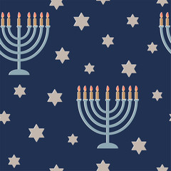 Hanukkah greeting card with lamp and a six-pointed star. EPS 8