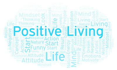 Fototapeta premium Positive Living word cloud, made with text only.
