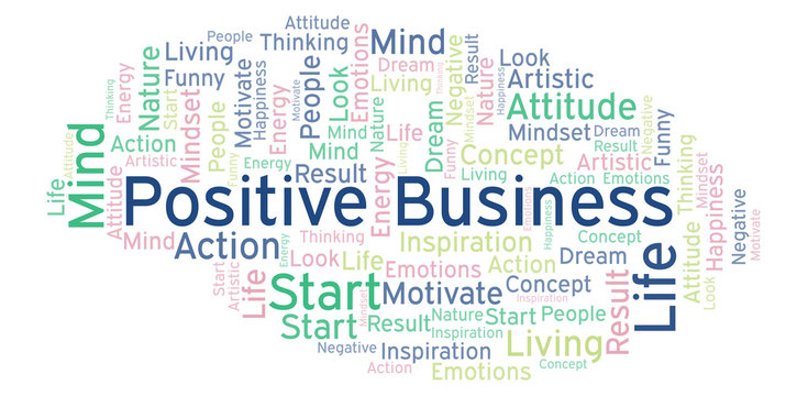 Positive Business word cloud, made with text only.