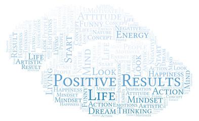 Positive Results word cloud, made with text only.