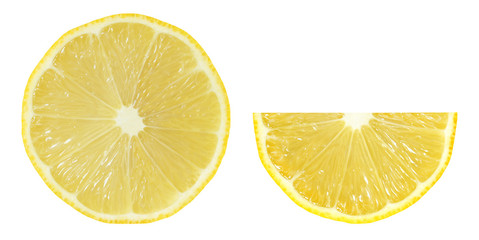lemon fruit two slices isolated on a white background with clipping path