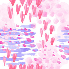 seamless fairy pattern. watercolor stains, dots, splashes, spots of pink, purple color