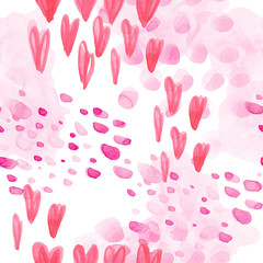 seamless fairy pattern. watercolor stains, dots, splashes, spots of pink color