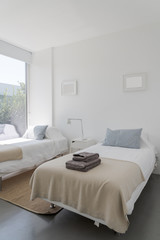 Modern house with garden swimming pool and wooden deck