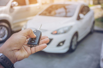 Close up Hand holding car key