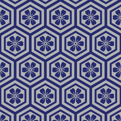 Japanese Hexagon and Floral Pattern