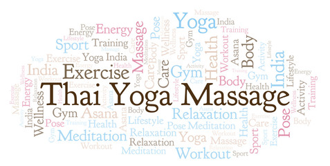 Obraz premium Thai Yoga Massage word cloud.