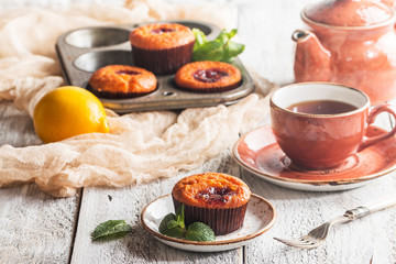 Freshly baked orange muffin