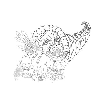 Horn of planty harvest coloring page