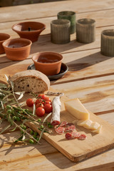 Modern house with garden swimming pool and wooden deck