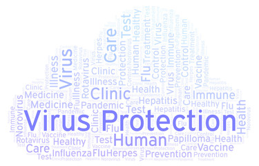 Virus Protection word cloud, made with text only.