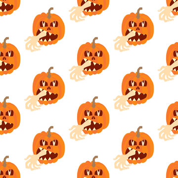 Halloween pumpkin seamless pattern