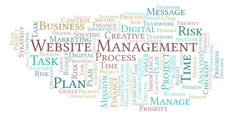 Obraz premium Website Management word cloud, made with text only.