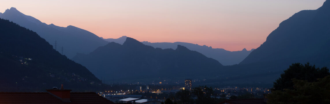 Panorama vom Abendrot in Landquart
