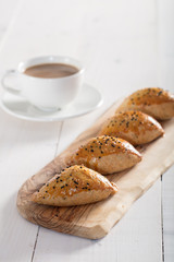 fresh pastry on white background