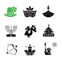 Holidays glyph icons set