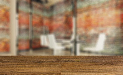 blank wooden table. Flooring. Conference room with wooden table. 3D rendering.